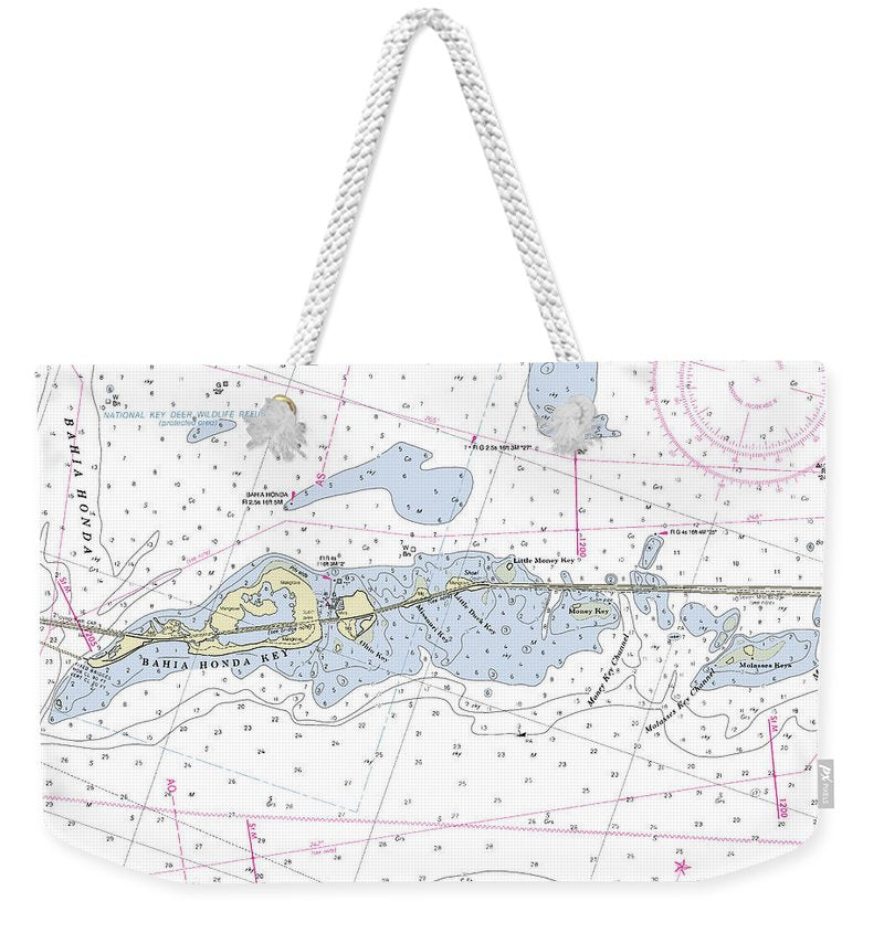 Bahia Honda Florida Nautical Chart - Weekender Tote Bag