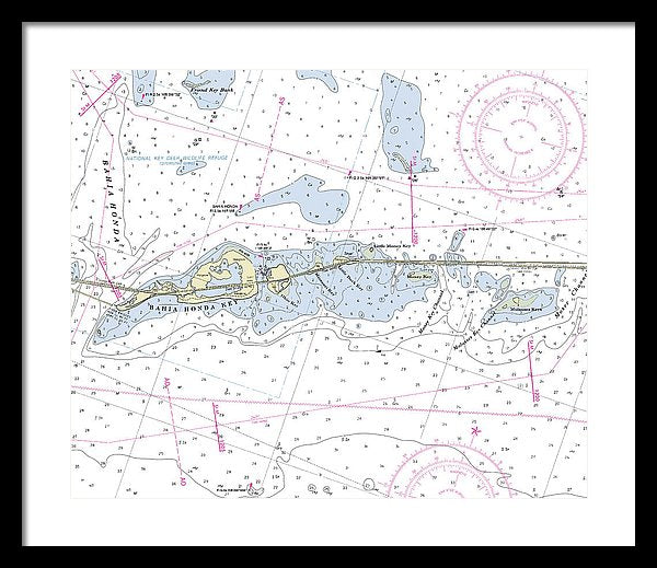 Bahia Honda Florida Nautical Chart - Framed Print