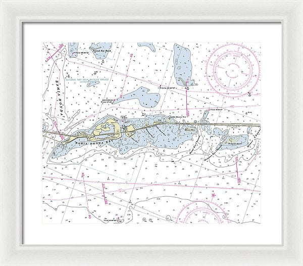 Bahia Honda Florida Nautical Chart - Framed Print