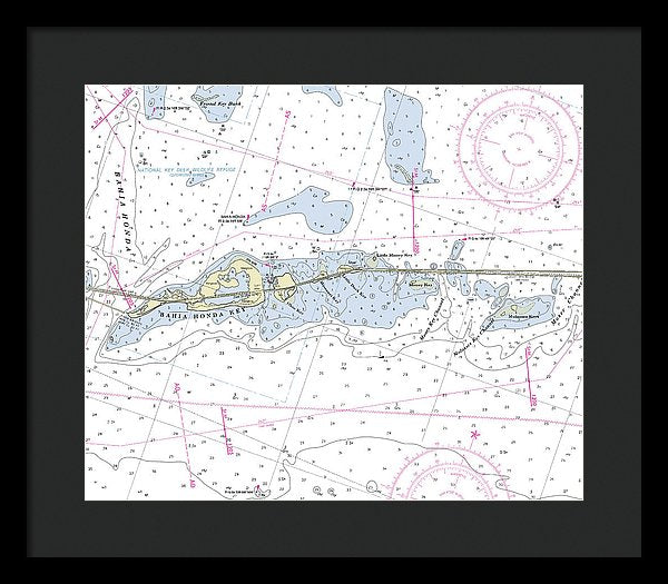 Bahia Honda Florida Nautical Chart - Framed Print