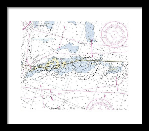 Bahia Honda Florida Nautical Chart - Framed Print