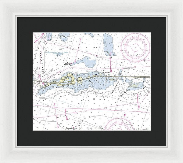 Bahia Honda Florida Nautical Chart - Framed Print