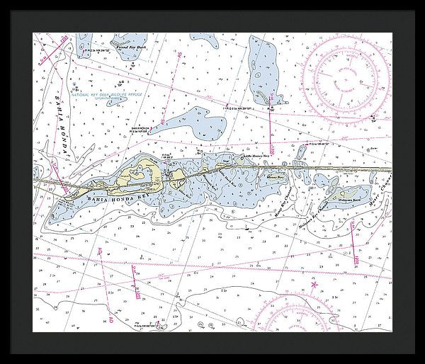 Bahia Honda Florida Nautical Chart - Framed Print