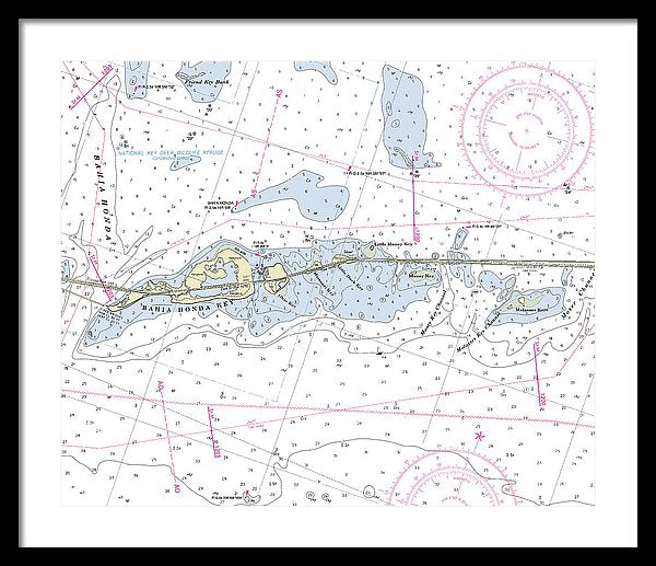 Bahia Honda Florida Nautical Chart - Framed Print