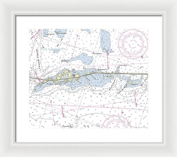 Bahia Honda Florida Nautical Chart - Framed Print