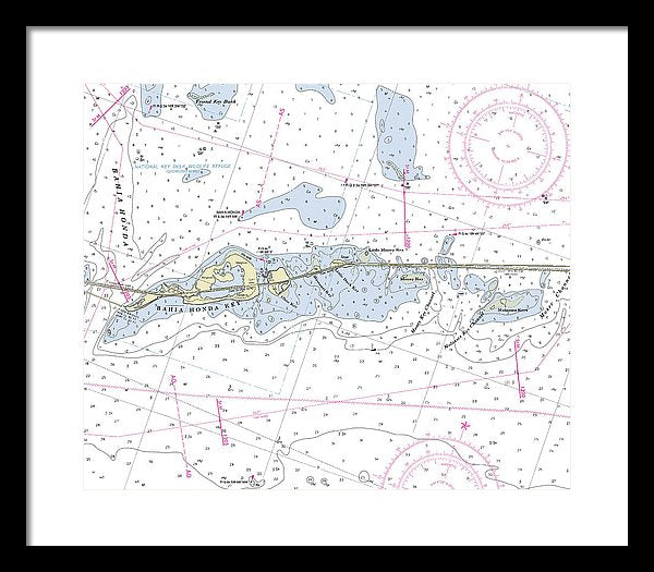 Bahia Honda Florida Nautical Chart - Framed Print