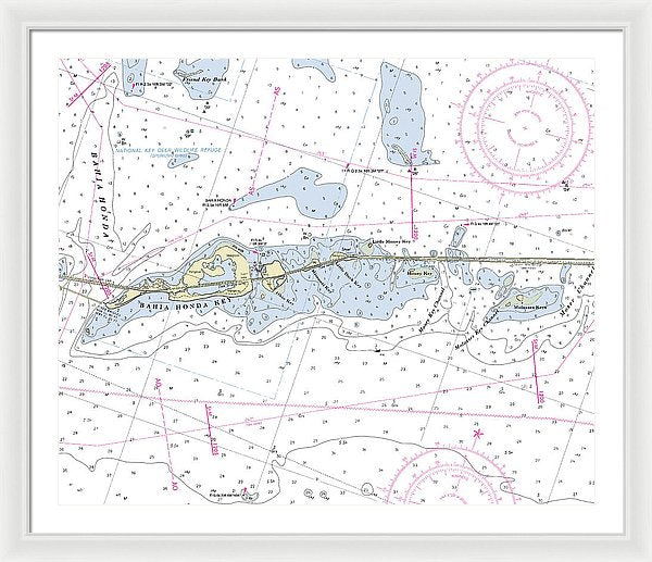 Bahia Honda Florida Nautical Chart - Framed Print