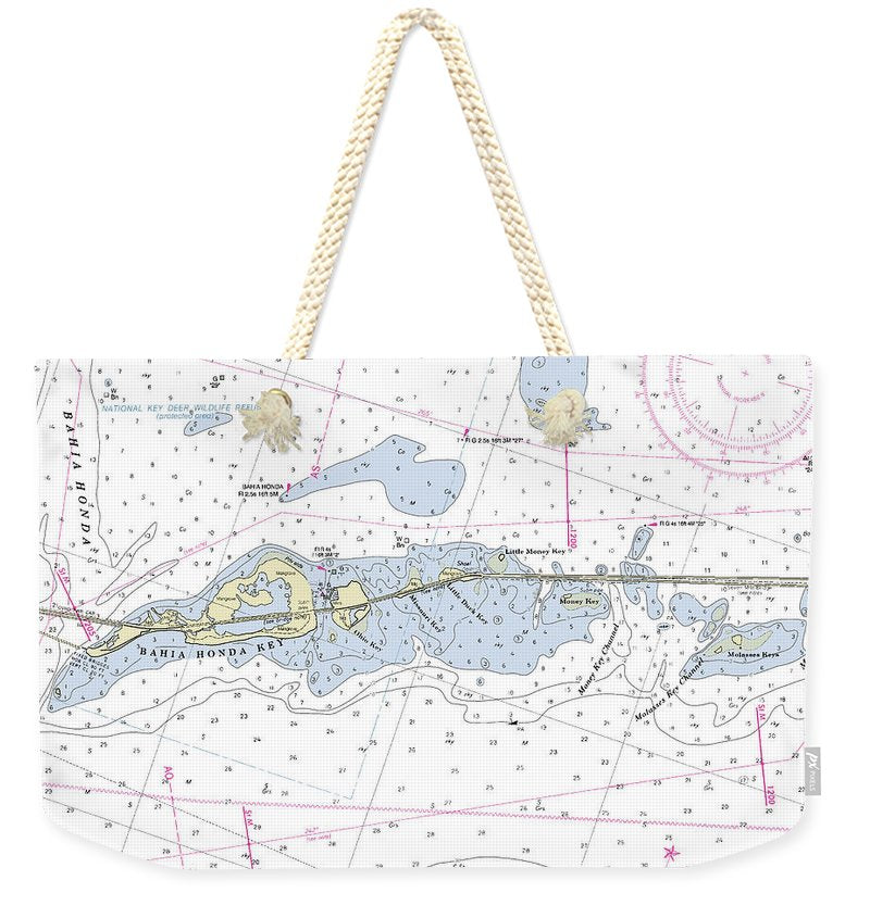 Bahia Honda Florida Nautical Chart - Weekender Tote Bag