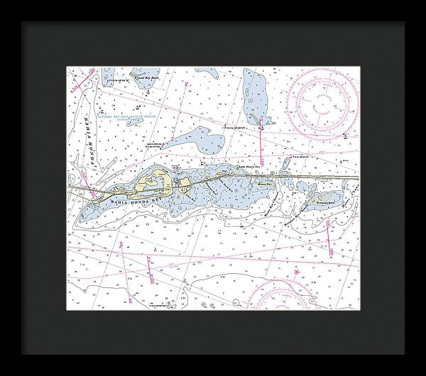 Bahia Honda Florida Nautical Chart - Framed Print