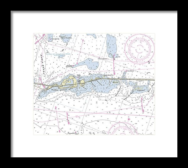 Bahia Honda Florida Nautical Chart - Framed Print