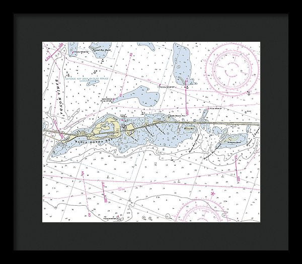 Bahia Honda Florida Nautical Chart - Framed Print