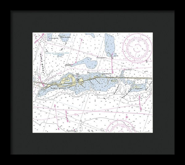 Bahia Honda Florida Nautical Chart - Framed Print