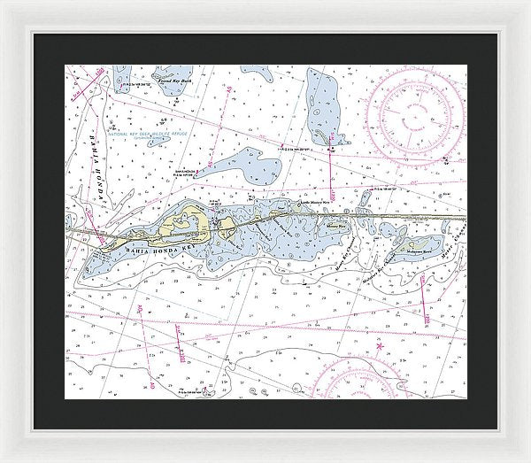 Bahia Honda Florida Nautical Chart - Framed Print