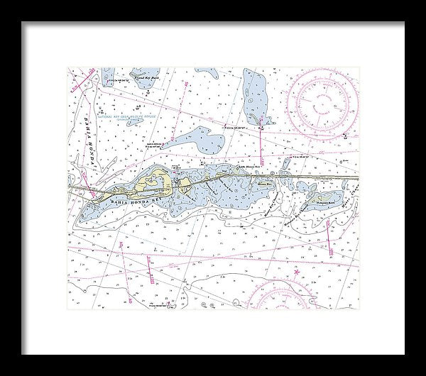 Bahia Honda Florida Nautical Chart - Framed Print