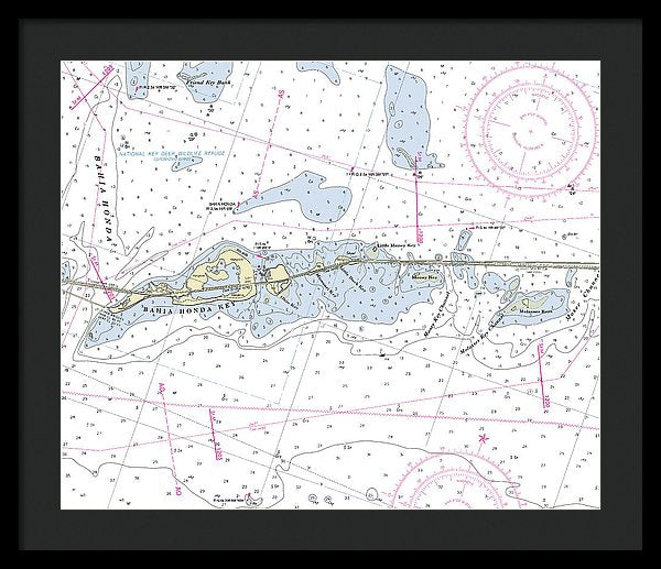 Bahia Honda Florida Nautical Chart - Framed Print