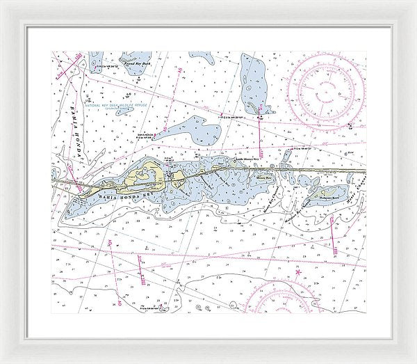 Bahia Honda Florida Nautical Chart - Framed Print