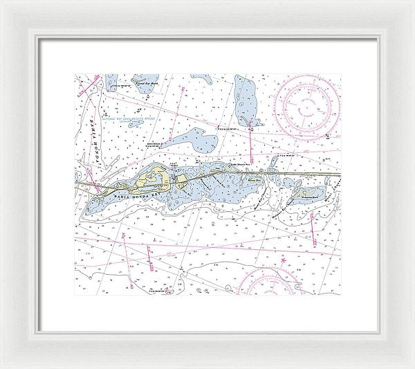 Bahia Honda Florida Nautical Chart - Framed Print