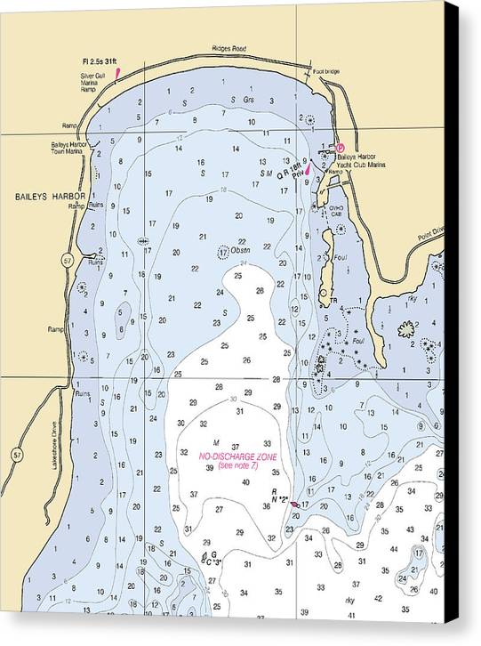 Baileys Harbor-lake Michigan Nautical Chart - Canvas Print