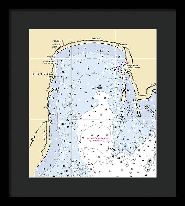 Baileys Harbor-lake Michigan Nautical Chart - Framed Print