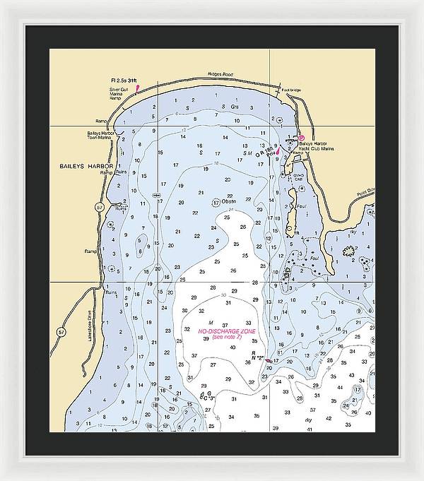 Baileys Harbor-lake Michigan Nautical Chart - Framed Print