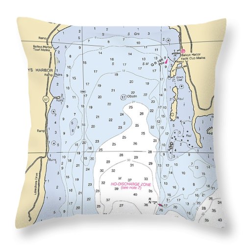 Baileys Harbor-lake Michigan Nautical Chart - Throw Pillow