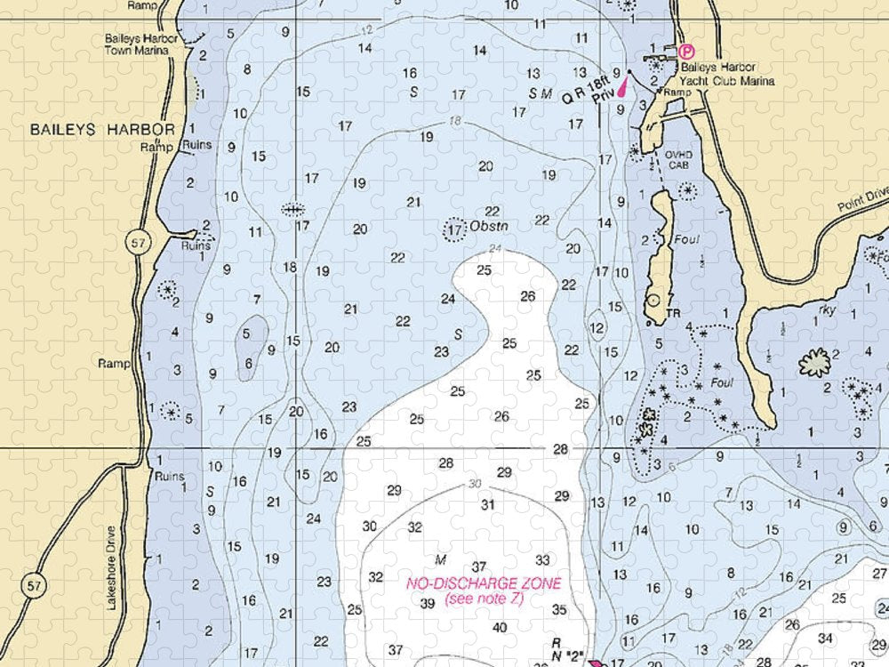 Baileys Harbor Lake Michigan Nautical Chart Puzzle