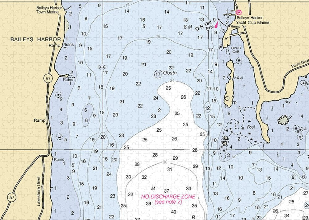 Baileys Harbor-lake Michigan Nautical Chart - Puzzle