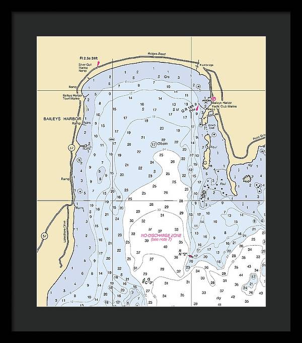 Baileys Harbor-lake Michigan Nautical Chart - Framed Print