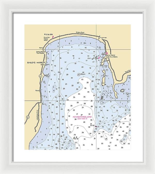 Baileys Harbor-lake Michigan Nautical Chart - Framed Print