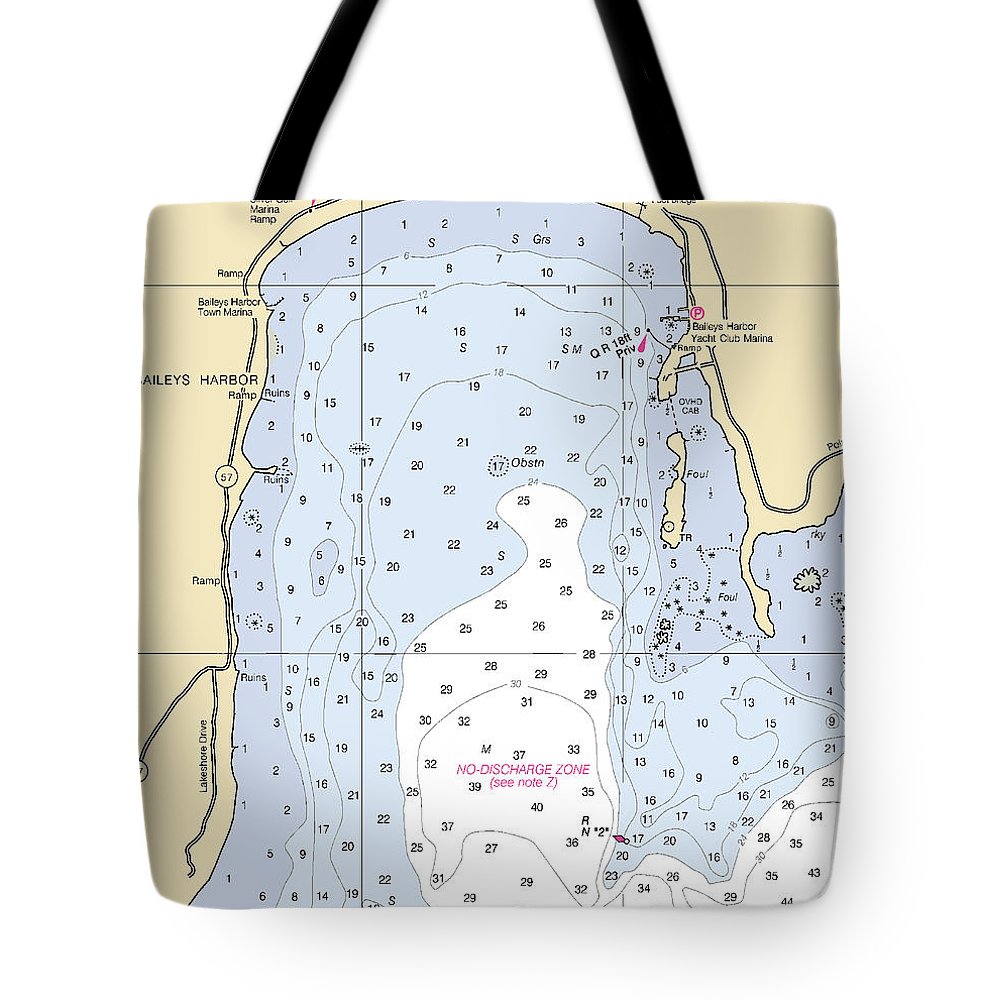 Baileys Harbor-lake Michigan Nautical Chart - Tote Bag