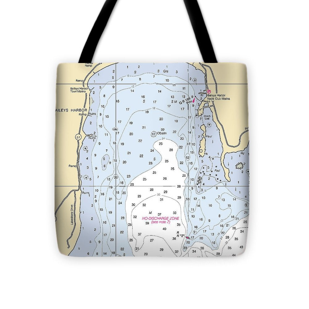 Baileys Harbor-lake Michigan Nautical Chart - Tote Bag