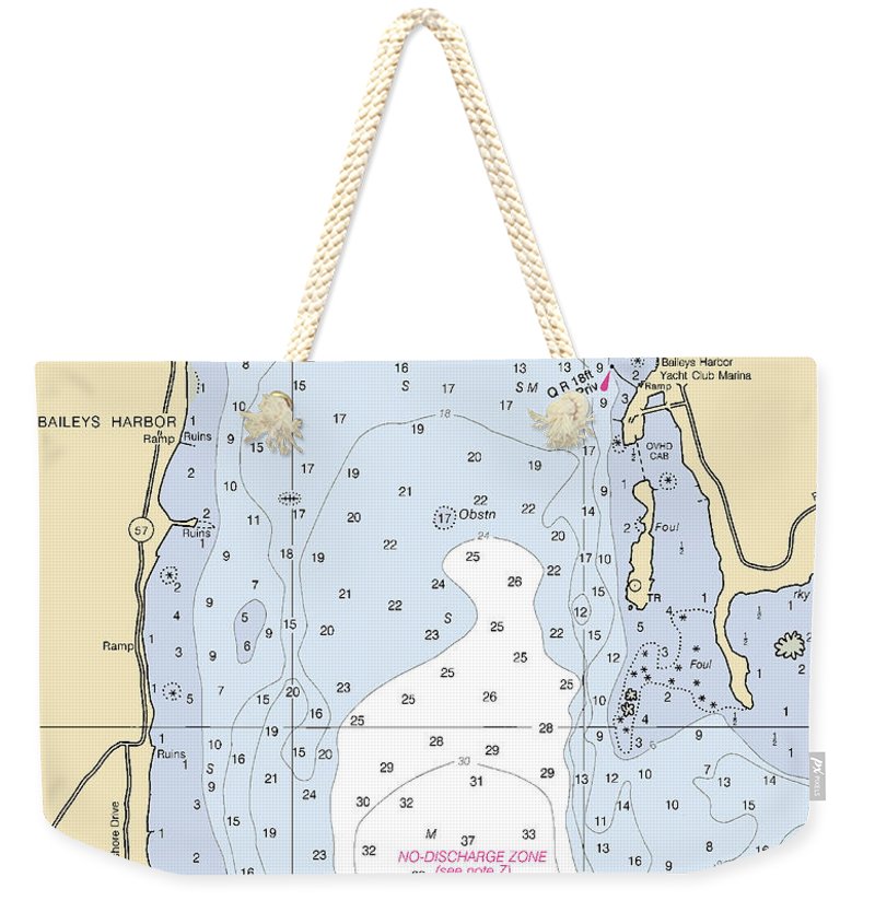 Baileys Harbor-lake Michigan Nautical Chart - Weekender Tote Bag