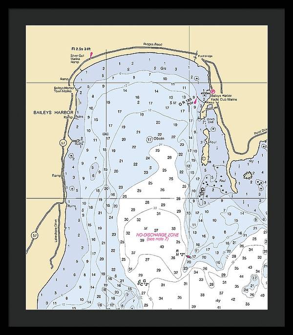 Baileys Harbor-lake Michigan Nautical Chart - Framed Print