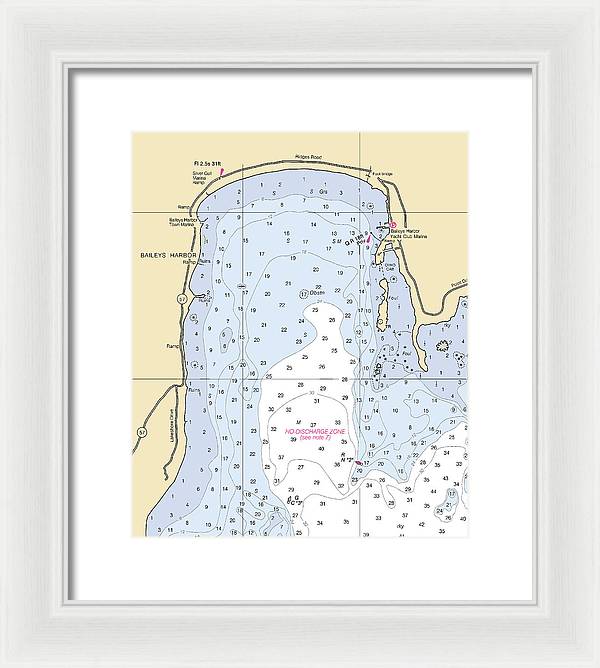 Baileys Harbor-lake Michigan Nautical Chart - Framed Print