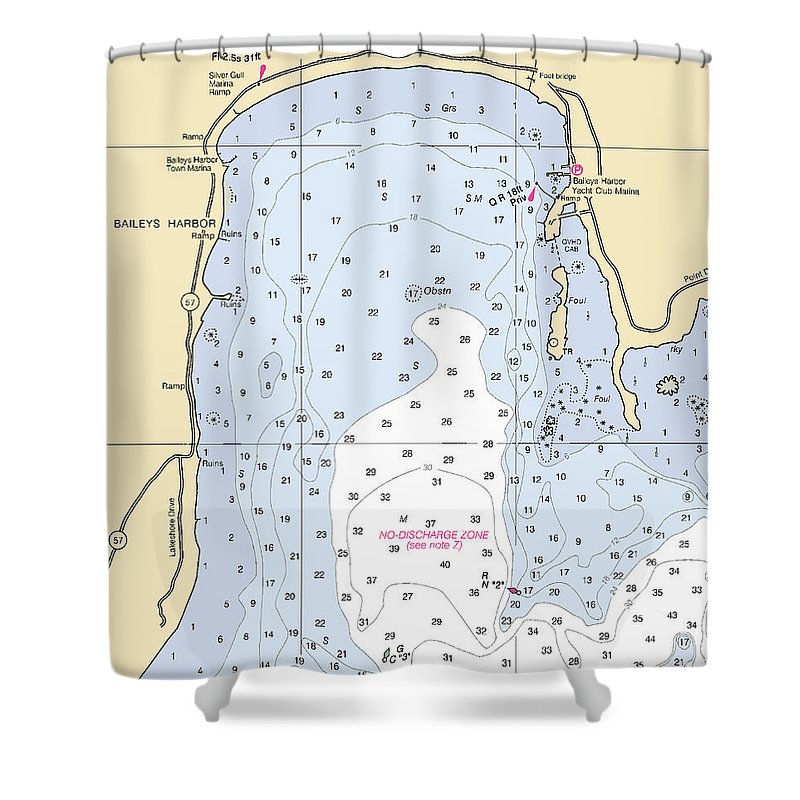 Baileys Harbor Lake Michigan Nautical Chart Shower Curtain