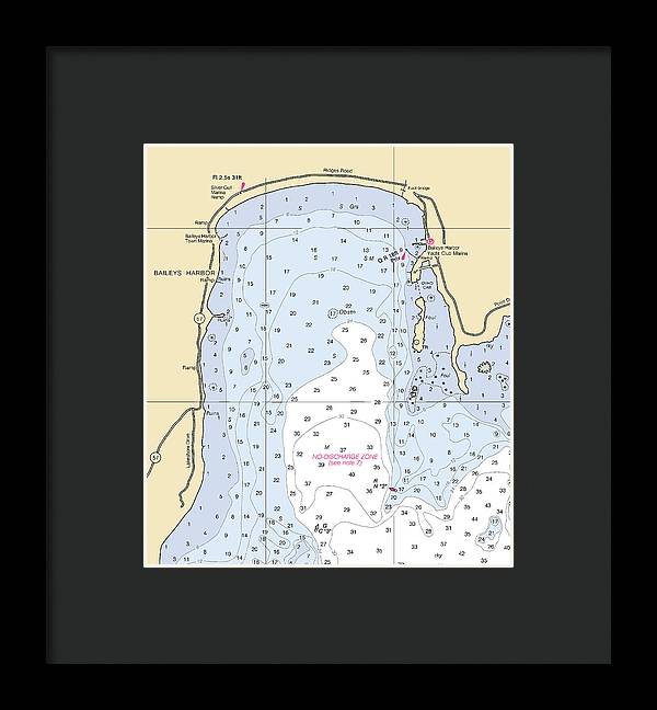 Baileys Harbor-lake Michigan Nautical Chart - Framed Print