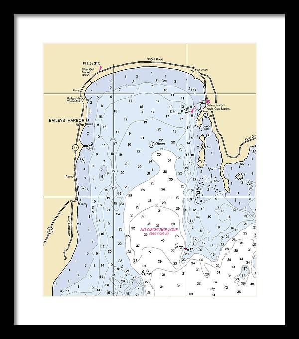 Baileys Harbor-lake Michigan Nautical Chart - Framed Print