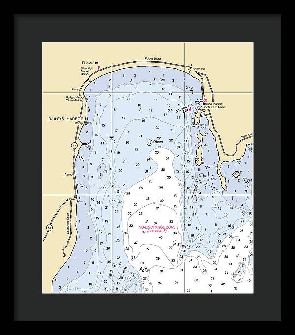 Baileys Harbor-lake Michigan Nautical Chart - Framed Print