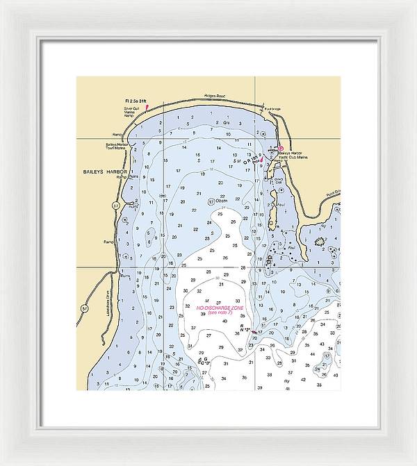 Baileys Harbor-lake Michigan Nautical Chart - Framed Print