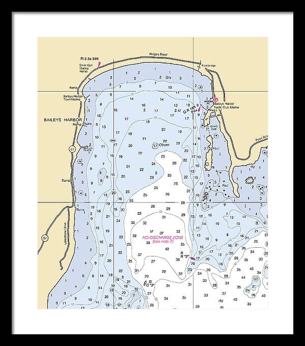 Baileys Harbor-lake Michigan Nautical Chart - Framed Print