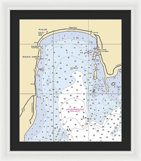 Baileys Harbor-lake Michigan Nautical Chart - Framed Print