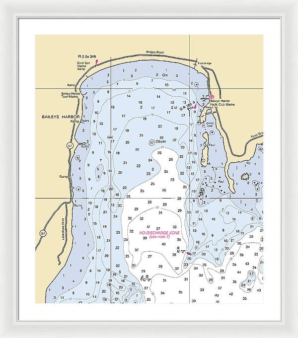 Baileys Harbor-lake Michigan Nautical Chart - Framed Print