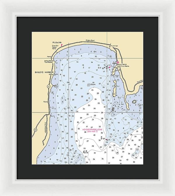 Baileys Harbor-lake Michigan Nautical Chart - Framed Print