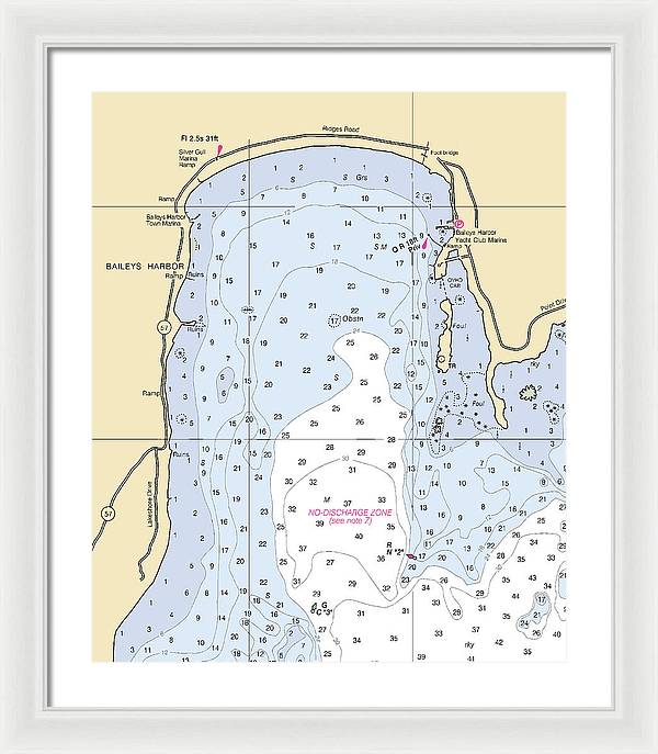 Baileys Harbor-lake Michigan Nautical Chart - Framed Print