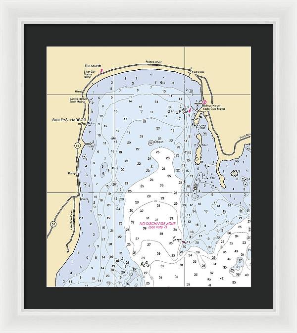 Baileys Harbor-lake Michigan Nautical Chart - Framed Print