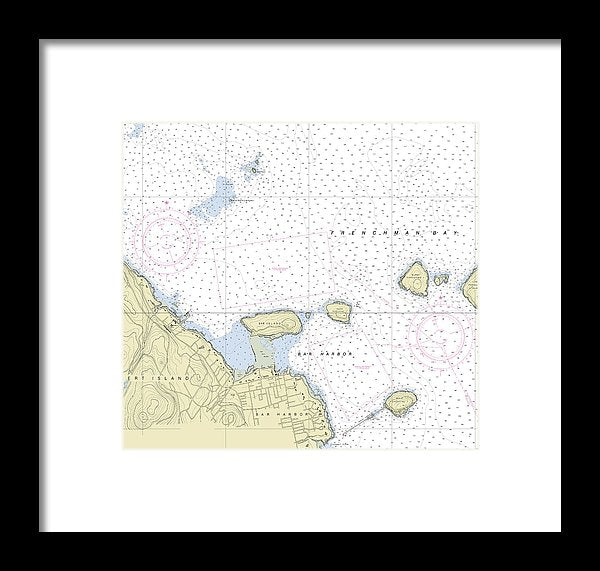 Bar Harbor Maine Nautical Chart - Framed Print