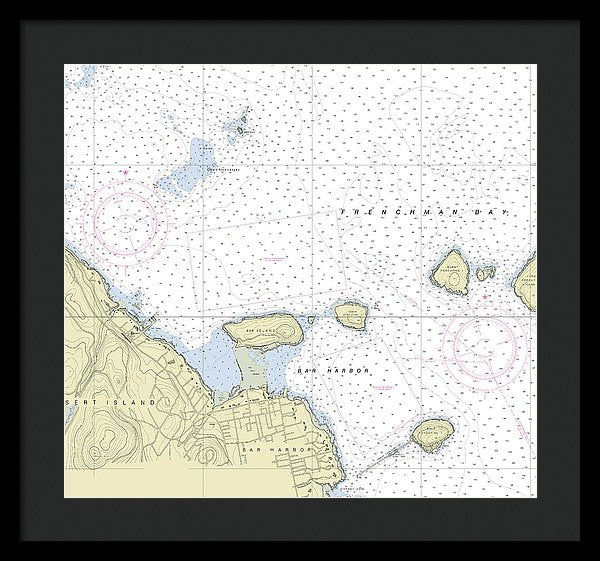 Bar Harbor Maine Nautical Chart - Framed Print