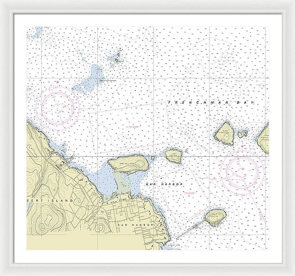 Bar Harbor Maine Nautical Chart - Framed Print