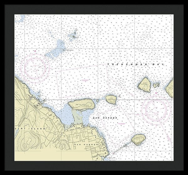 Bar Harbor Maine Nautical Chart - Framed Print