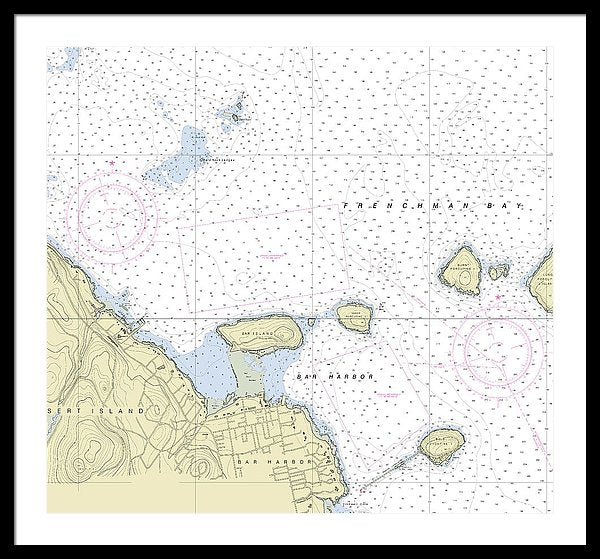 Bar Harbor Maine Nautical Chart - Framed Print